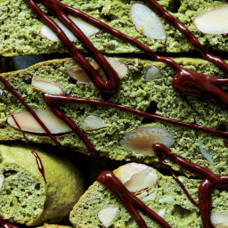 Matcha Biscotti With Bittersweet Drizzle