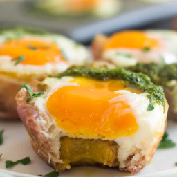 Meal Prep Prosciutto Plantain Egg Cups with Spicy Chimichurri