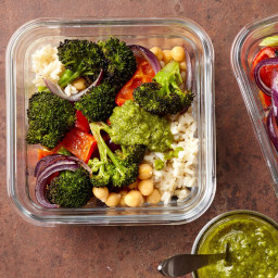 Meal-Prep Roasted Vegetable Bowls with Pesto Recipe