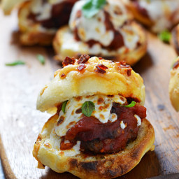 Meatball Sliders with Pepperoni-Asiago Buns