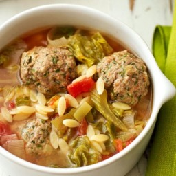 Meatball Soup with Escarole and Orzo