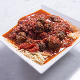 Meatballs and Linguine with Homemade Tomato Sauce