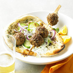 Meatballs with Cucumber Sauce on Flatbreads