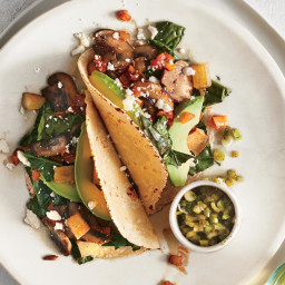Meatless Tacos With Mushrooms, Potatoes, and Scallion Relish
