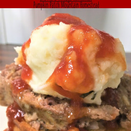 Meatloaf Mashed Potatoes Topped with Tangy BBQ Sauce
