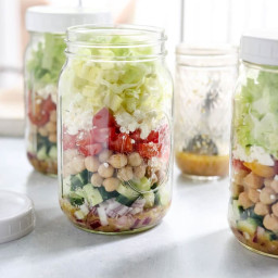 Mediterranean Chickpea Mason Jar Salads