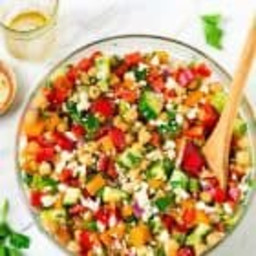 Mediterranean Chickpea Salad with Feta and Cucumber