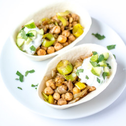 Mediterranean Chickpea Tacos with Easy Cucumber Sauce