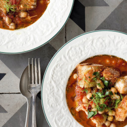 Mediterranean Fish Stew with Chickpeas and Garlic Croutons
