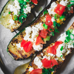 Mediterranean Grilled Zucchini with Tomato and Feta