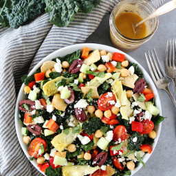 Mediterranean Kale Salad with Hummus Dressing
