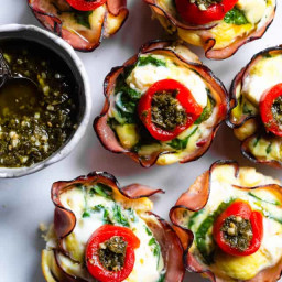 Mediterranean Keto Low Carb Egg Muffins with ham