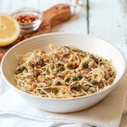 Mediterranean Sardine Pasta with Lemon, Capers and Chili Flakes