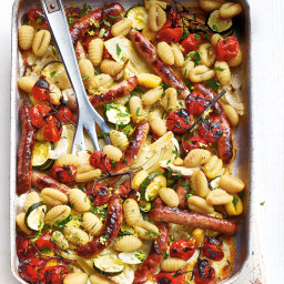 Mediterranean sausage, vegetable and gnocchi tray roast
