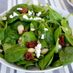 Mediterranean Spinach Salad with Feta and White Beans