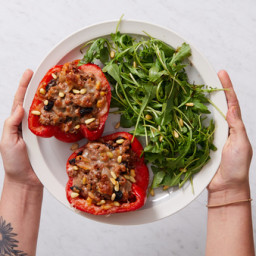 Mediterranean Stuffed Peppers with Pine Nuts and Raisins