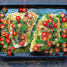 Mediterranean-Style Baked Grouper with Tomatoes and Olives