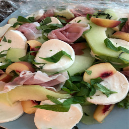 Melon-and-Peach Salad with Prosciutto and Mozzarella Recipe