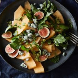 Melon and Watercress Salad with Honey-Marcona Almond Dressing