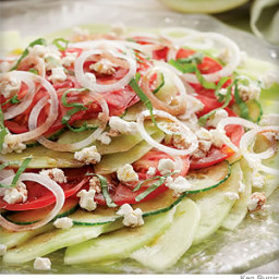 Melon, Tomato and Onion Salad With Goat Cheese