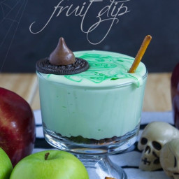 Melted Witch Chocolate Chip Cream Cheese Fruit Dip