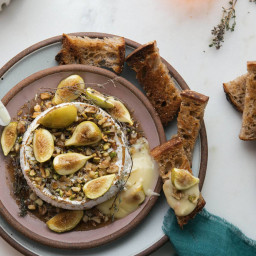 Melty Baked Brie with Walnuts, Honey and Figs