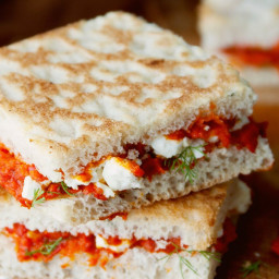Melty Feta and Roasted Red Pepper Sandwiches Recipe