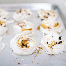 Meringues with Cacao Nibs and Caramel Swirl