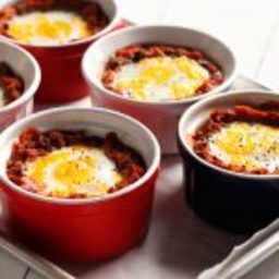 Mexican Baked Eggs on Black Beans