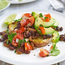Mexican beans and avocado on toast