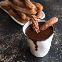 Mexican Beer Spiked Churros with Chocolate Dulce De Leche.