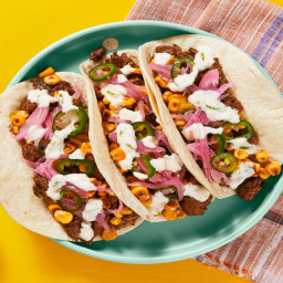 Mexican Pork & Street Corn Tacos with Chili Lime Crema