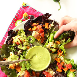 Mexican Quinoa Salad Cups with Creamy Cilantro Lime Dressing