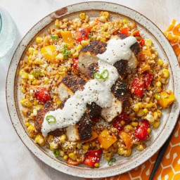 Mexican-Spiced Chicken & Lime Sour Cream with Esquites-Style Farro Sala