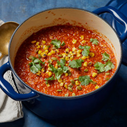 Mexican-Spiced Roasted Red Pepper and Corn Soup