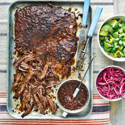 Mexican-style barbecued beef brisket with quick-pickled onions