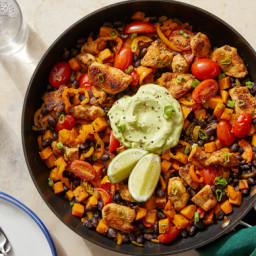 Mexican-Style Chicken & Vegetable Skillet with Guacamole
