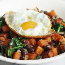 Mexican Sweet Potato Hash with Black Beans and Spinach
