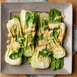 Microwave Baby Bok Choy with Miso Sauce