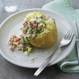 Microwave jacket potatoes with various toppings