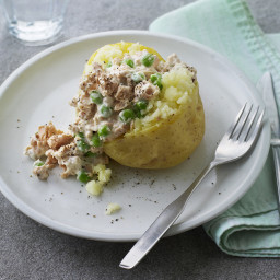 Microwave jacket potatoes with various toppings