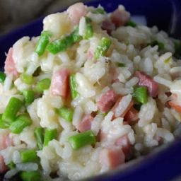Microwave Risotto with Ham & Asparagus