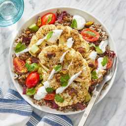 Middle Eastern Brown Rice & Lentils with Dukkah-Roasted Cauliflower Ste