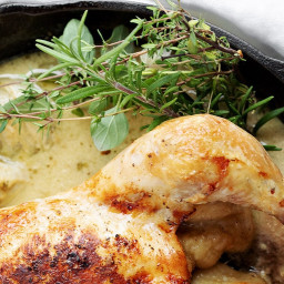 Milk Braised Whole Chicken with Mustard and Herbs