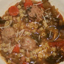 Minestrone Soup with Chicken Meatballs