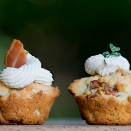 Mini Bacon Herb Cupcakes with Cream Cheese Frosting