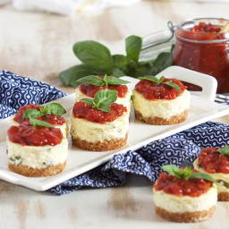 Mini Basil Parmesan Cheesecakes with Tomato Jam