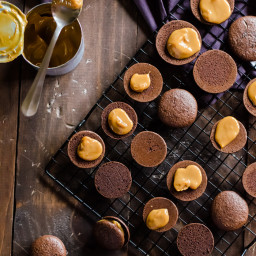 Mini Brownie Cookies with Salted Dulce de Leche