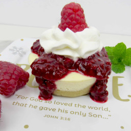 Mini Cheesecakes with Raspberry Sauce