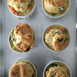 Mini Chicken Pot Pies with Herb and Cheese Biscuit Toppers